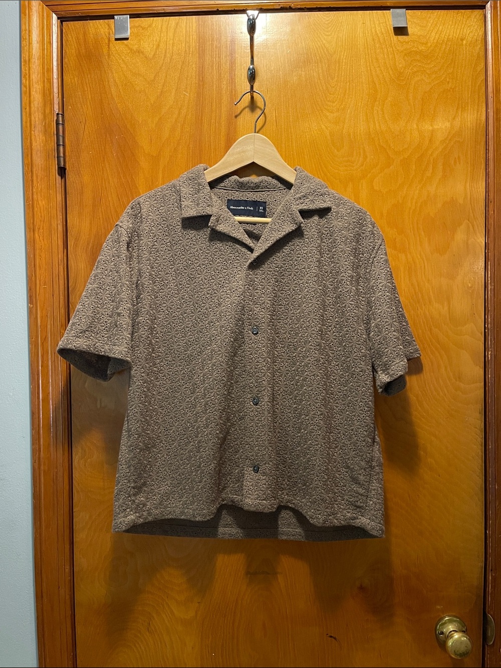 Abercrombie & Fitch Textured Oversized Short-Sleeve Button-Up